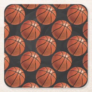 Painted Basketball Pattern Square Paper Coaster