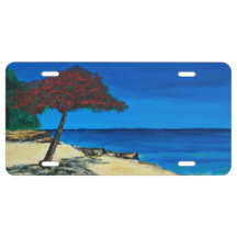 Painted Beach Scene License Plate