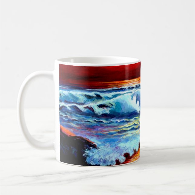 Painted Beach Sunset Giant Coffee Mug (Left)