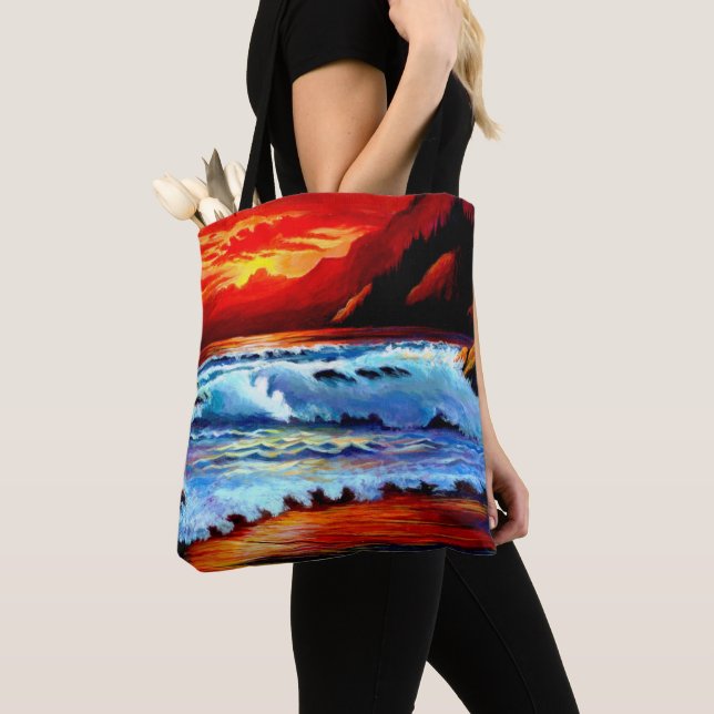 Painted Beach Sunset Tote Bag (Close Up)