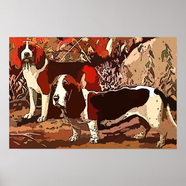 Painted Beagles on Canvas Poster (Front)