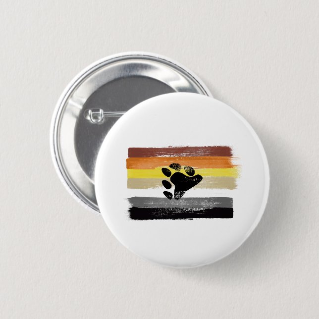 PAINTED BEAR PRIDE FLAG and SYMBOL 6 Cm Round Badge (Front & Back)