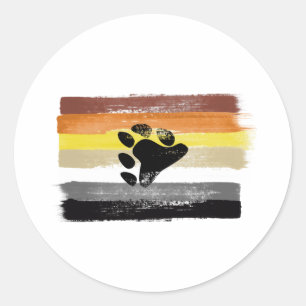 PAINTED BEAR PRIDE FLAG and SYMBOL Classic Round Sticker