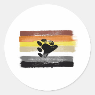 PAINTED BEAR PRIDE FLAG and SYMBOL Classic Round Sticker