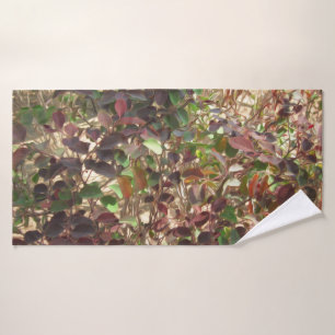 Painted Beautiful Green Red Leaves Bath Towel Set