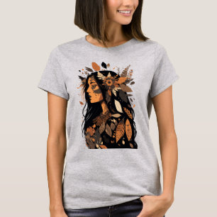 Painted Beautiful Native American Woman  T-Shirt