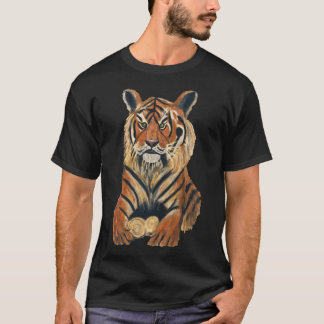 Painted Bengal Tiger Portrait | Folk Art Design T-Shirt