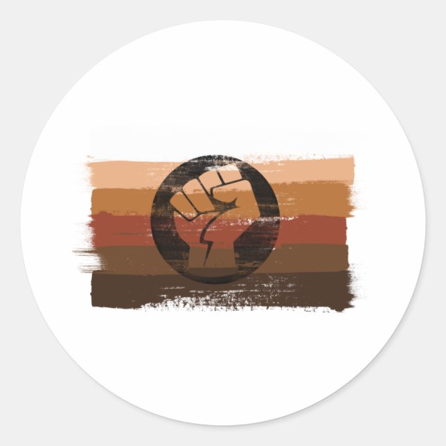 PAINTED BIPOC STRIPES and FIST Classic Round Sticker (Front)