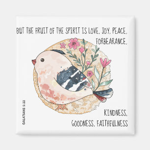 Painted Bird w Verse about peace (Galatians 5:22) Magnet