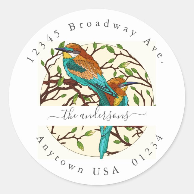 Painted Birds; Return Address Envelope Seal (Front)