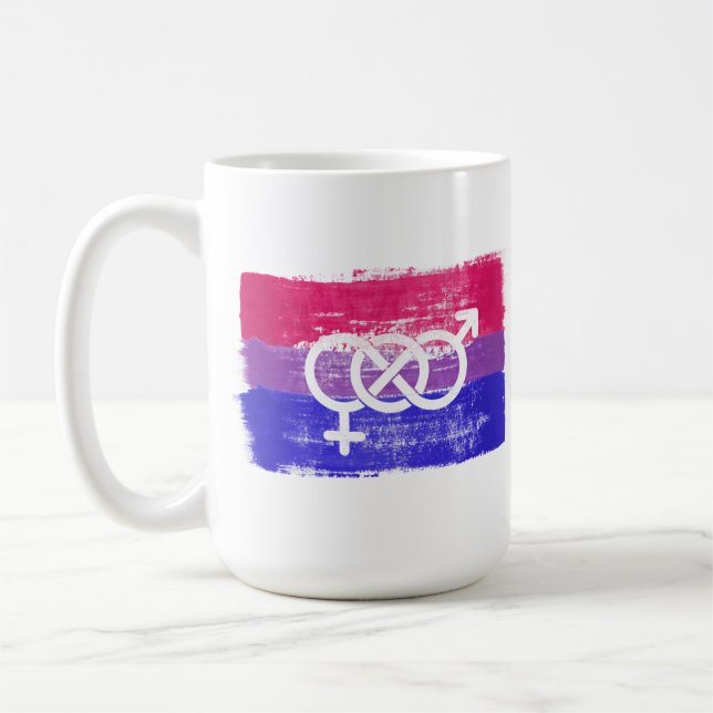 PAINTED BISEXUAL SYMBOL PRIDE FLAG COFFEE MUG (Left)