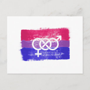 PAINTED BISEXUAL SYMBOL PRIDE FLAG POSTCARD