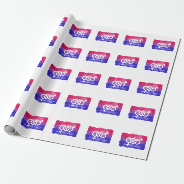 PAINTED BISEXUAL SYMBOL PRIDE FLAG WRAPPING PAPER (Unrolled)