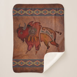 Painted Bison II Sherpa Blanket