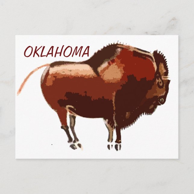 painted bison Oklahoma postcard (Front)