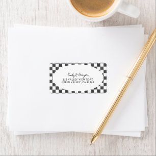 Painted Black Checkerboard Pattern Return Address Label