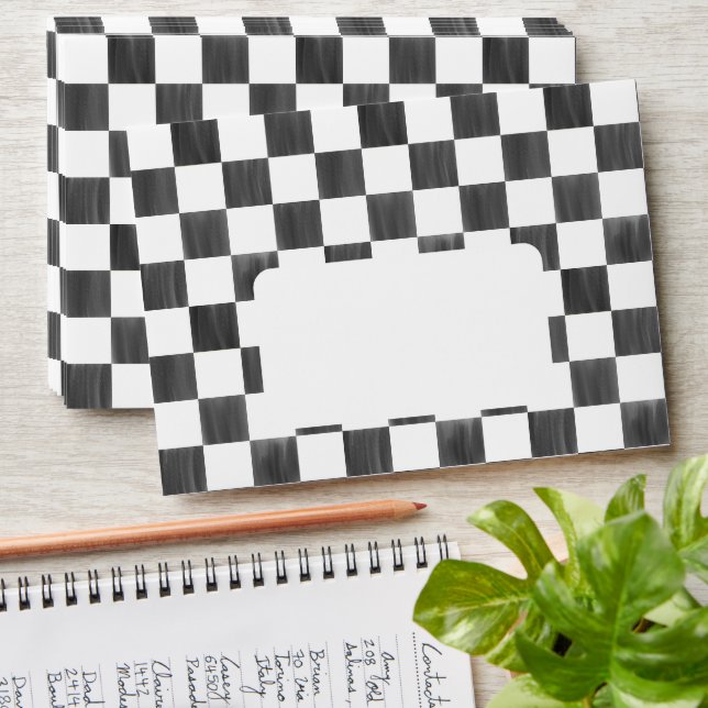 Painted Black Chequerboard Pattern Wedding Envelope (Stacked)