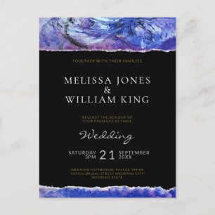 Painted Black Wedding Invitation Postcard