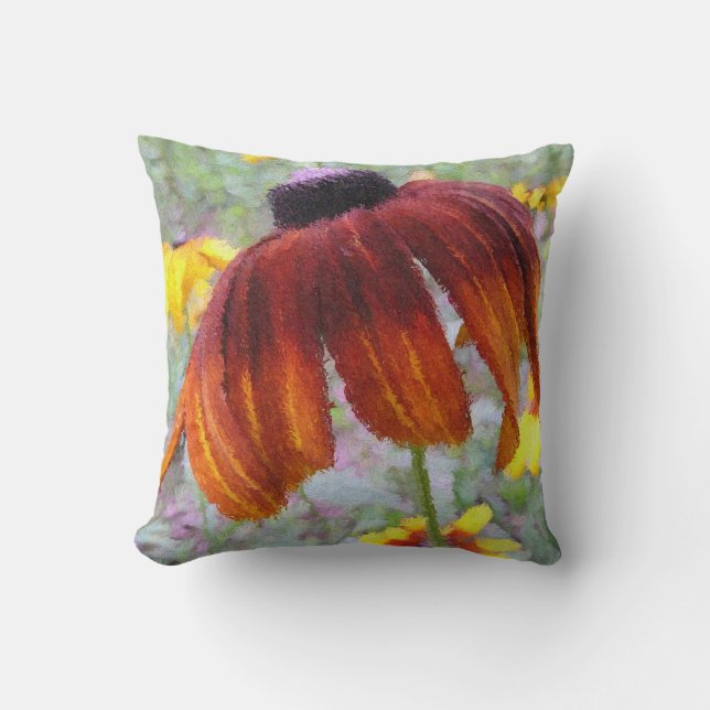 Painted Blanket Flowers American Mojo Throw Pillow (Front)