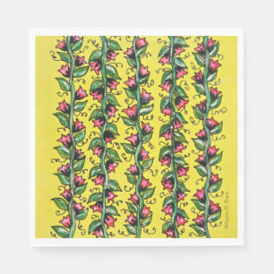 Painted Blooming Tulip Vines Party Napkins