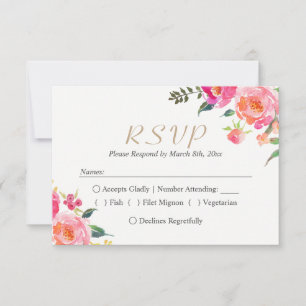PAINTED BLOOMS Botanical Floral Wedding RSVP Card