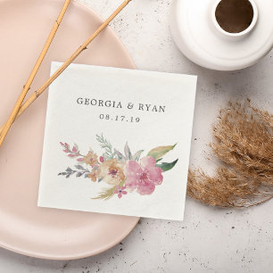Painted Blooms Wedding Napkin