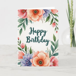 Painted Blossom Birthday Card