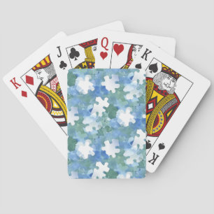 Painted Blue and Green Puzzle Piece  Pocket Folder Playing Cards