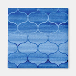 Painted Blue Geometric Ogee Design Magnet