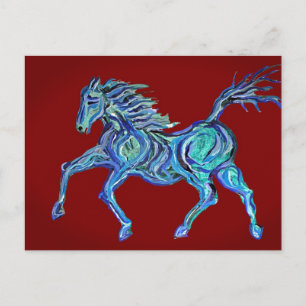 Painted Blue Horse Postcard