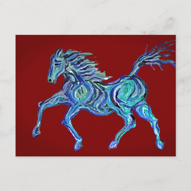 Painted Blue Horse Postcard (Front)