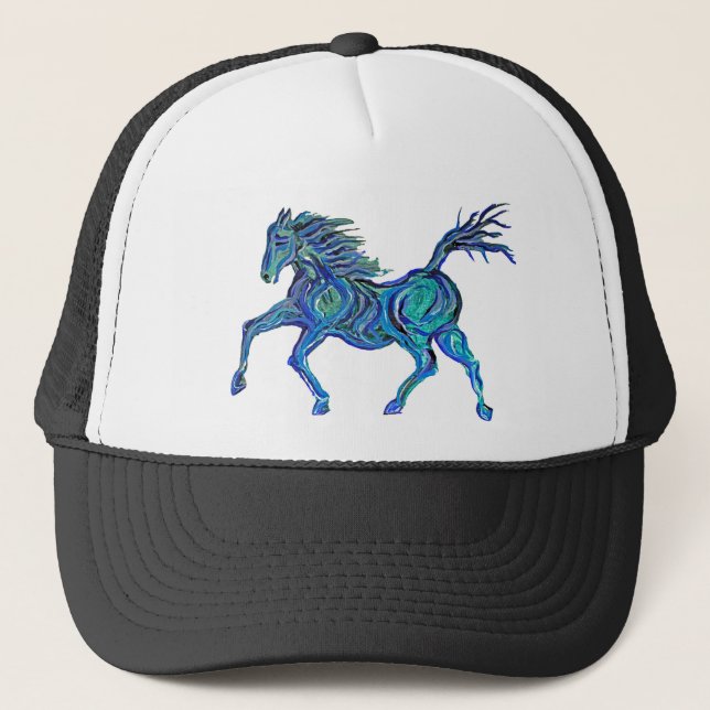 Painted Blue Horse Trucker Hat (Front)