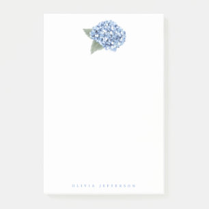Painted Blue Hydrangea Bloom Personalised Post-it Notes