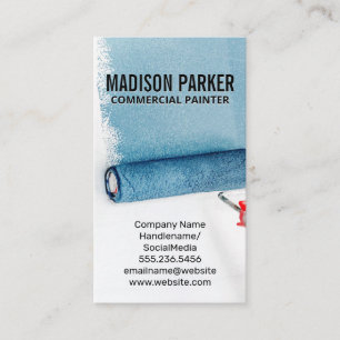 Painted Blue Wall   Paint Roller Tool Business Card