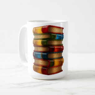 Painted Book - 3D Stack of Colourful Resin Novels Coffee Mug