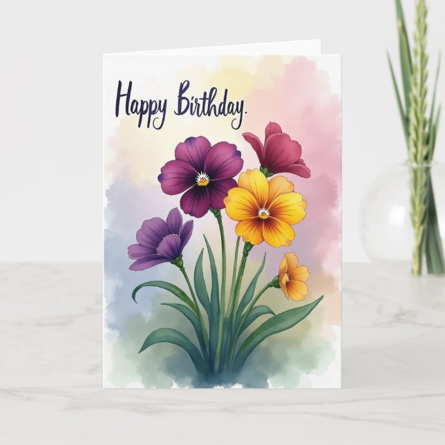 Painted Bouquet Birthday Card (Front)