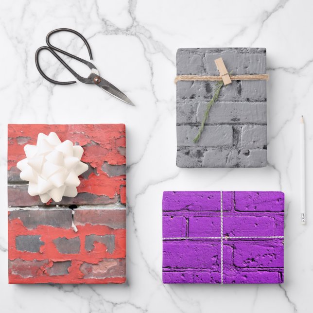 Painted Brick Wall Variety Wrapping Paper Sheet (Front)