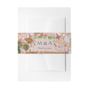 Painted Bricks Green Ivy Wedding Invitation Belly Band