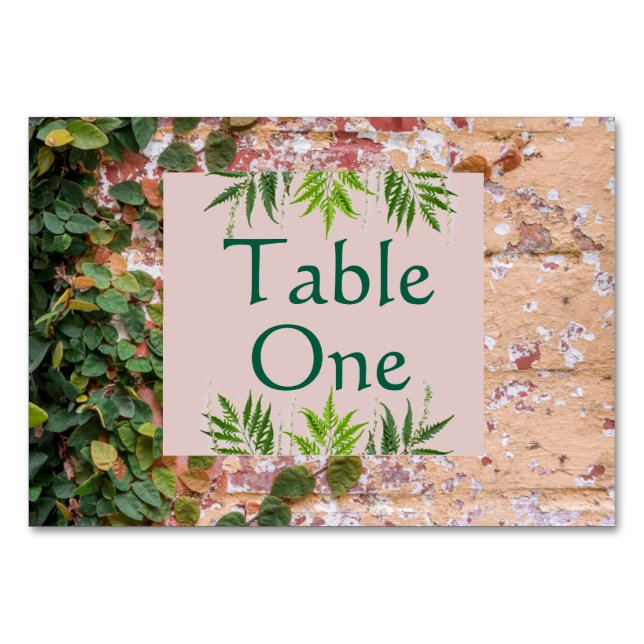 Painted Bricks Green Ivy Wedding Table Numbers (Front)