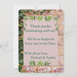 Painted Bricks Green Ivy Wedding Thank You Card