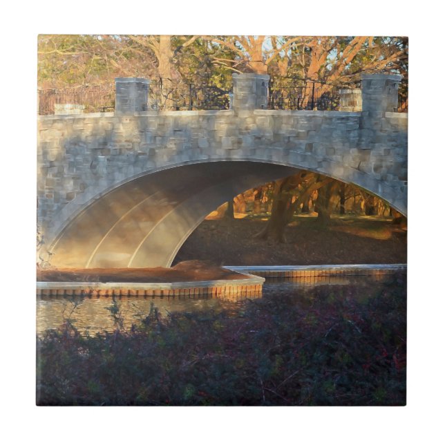 Painted Bridge at Sunset by Shirley Taylor Ceramic Tile (Front)