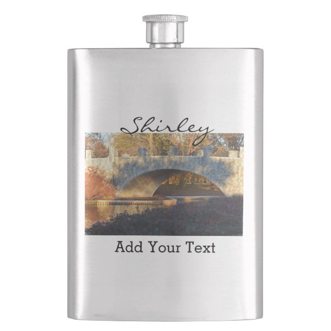 Painted Bridge At Sunset by Shirley Taylor Hip Flask (Front)