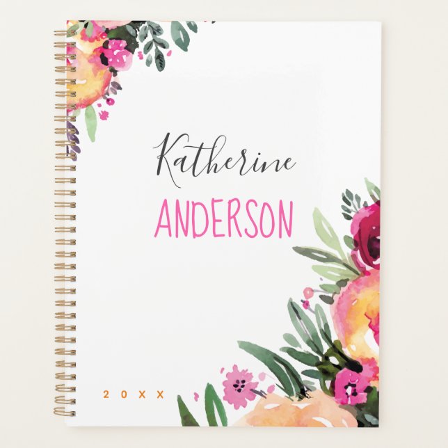 Painted Bright Floral Planner (Front)