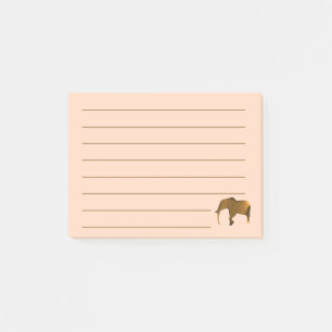 Painted Brown Elephant Lined Post it Notes