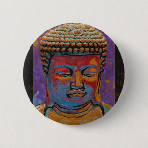 Painted Buddha, Framed 6 Cm Round Badge