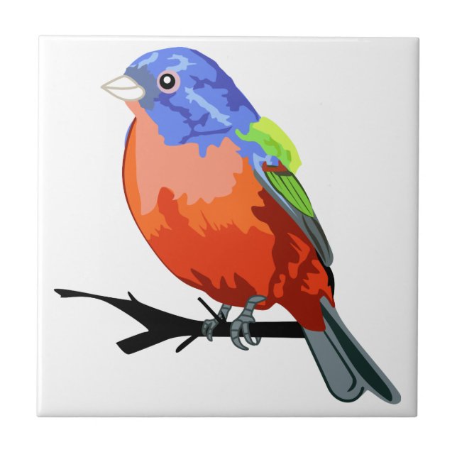 Painted Bunting Ceramic Tile (Front)