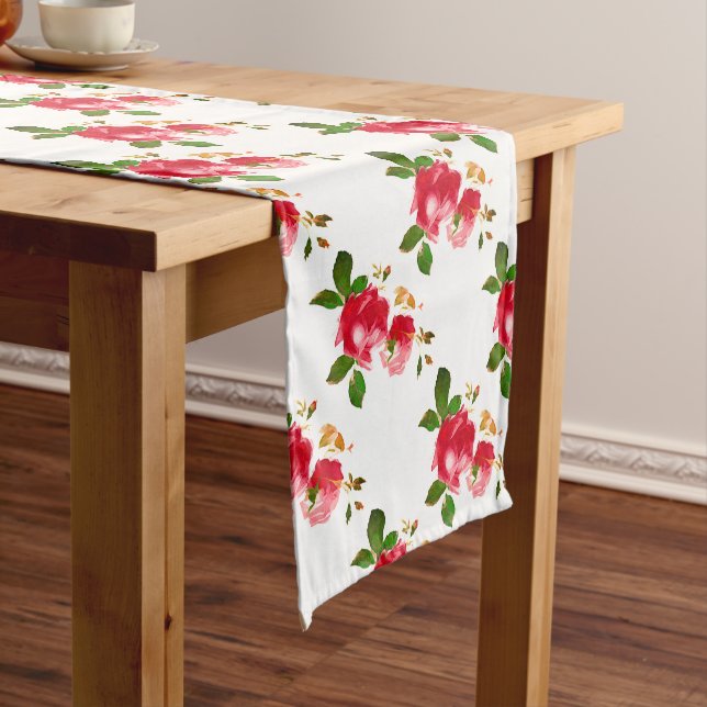 Painted Burgundy Roses  Long Table Runner (In Situ)