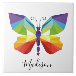 Painted Butterfly, monogrammed Ceramic Tile