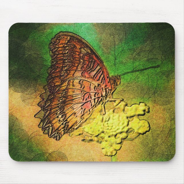 Painted Butterfly on Flower Stem Mouse Pad (Front)