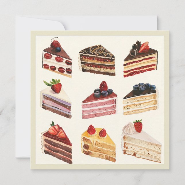 Painted cake slices  card (Front)